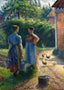 Peasants Chatting in the Farmyard, Eragny Art Print 1902 by Pissarro (6 Sizes)