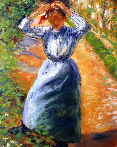Peasant Donning Her Marmotte art print by Camille Pissarro (1882)