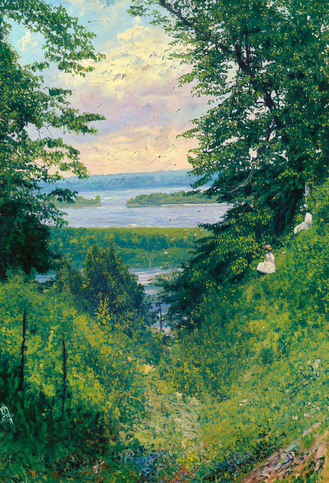 Peep at the Mississippi Clinton Iowa in 1905 Painting Print (7 Sizes)