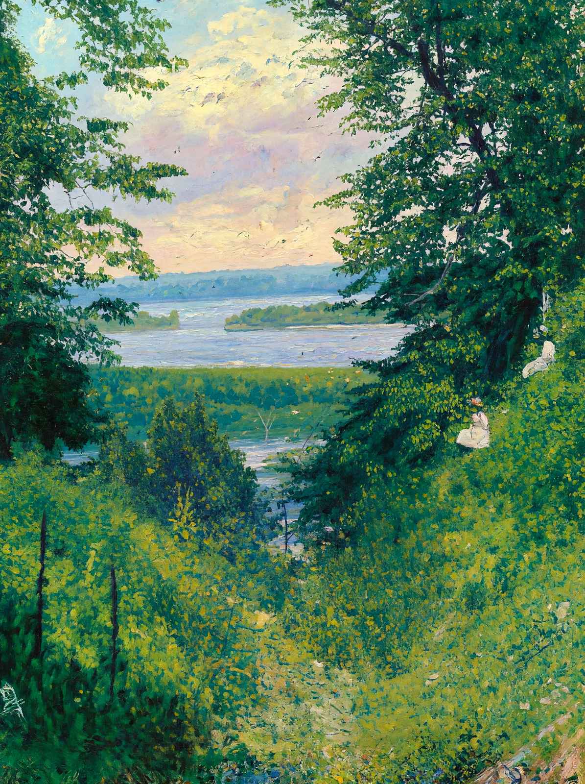Peep at the Mississippi Clinton Iowa in 1905 Painting Print (7 Sizes)
