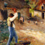 Pere Melon Cutting Wood 1880 by Camille Pissarro Fine Art Print (6 Sizes)