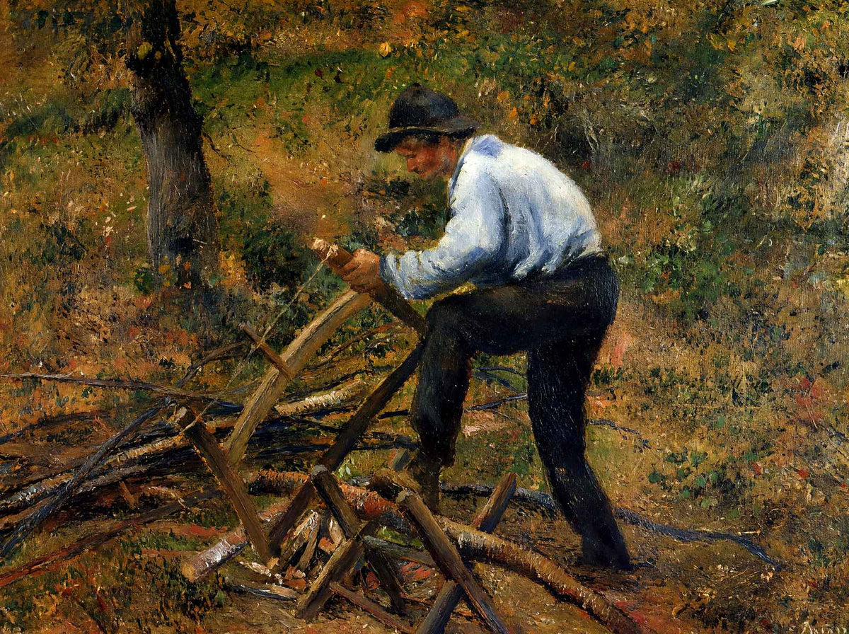 Pere Melon Sawing Wood, Pontoise 1879 by Camille Pissarro Art Print (6 Sizes)