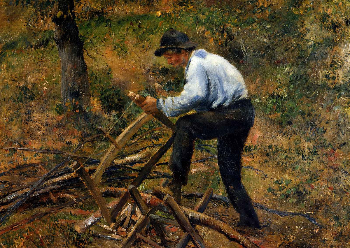Pere Melon Sawing Wood, Pontoise 1879 by Camille Pissarro Art Print (6 Sizes)