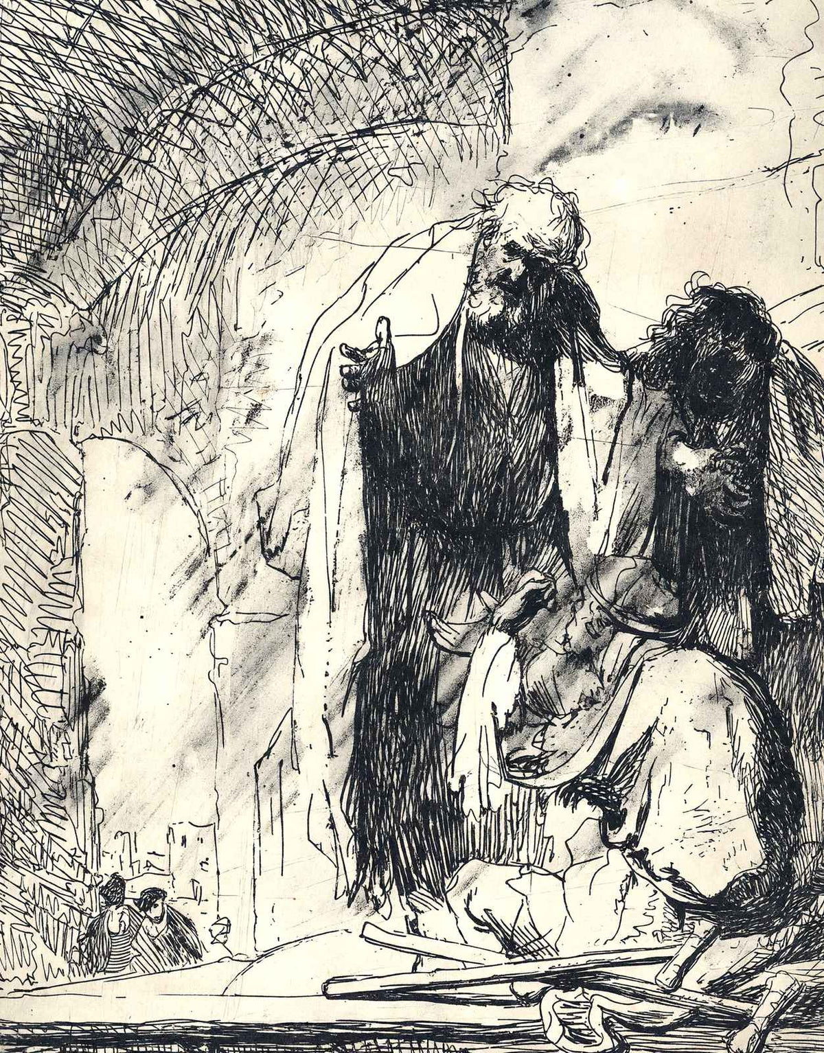 Peter and John at the Gate of the Temple 1629 Drawing Rembrandt Print (6 Sizes)