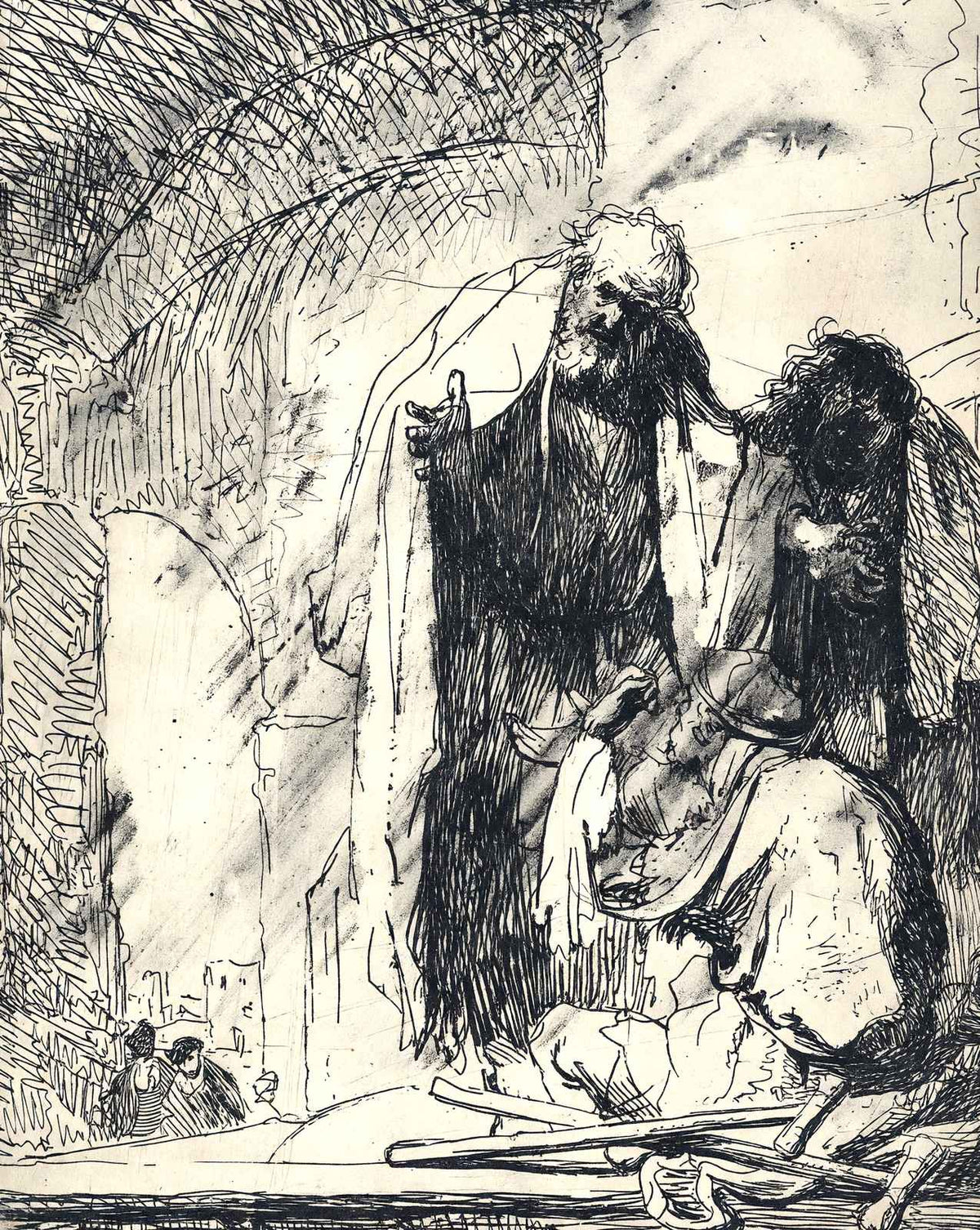 Peter and John at the Gate of the Temple drawing by Rembrandt (1629)