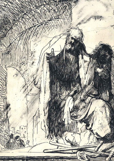 Peter and John at the Gate of the Temple 1629 Drawing Rembrandt Print (6 Sizes)