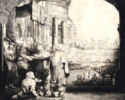 Peter and John Healing the Cripple at the Gate of the Temple fine art print by Rembrandt (1659)