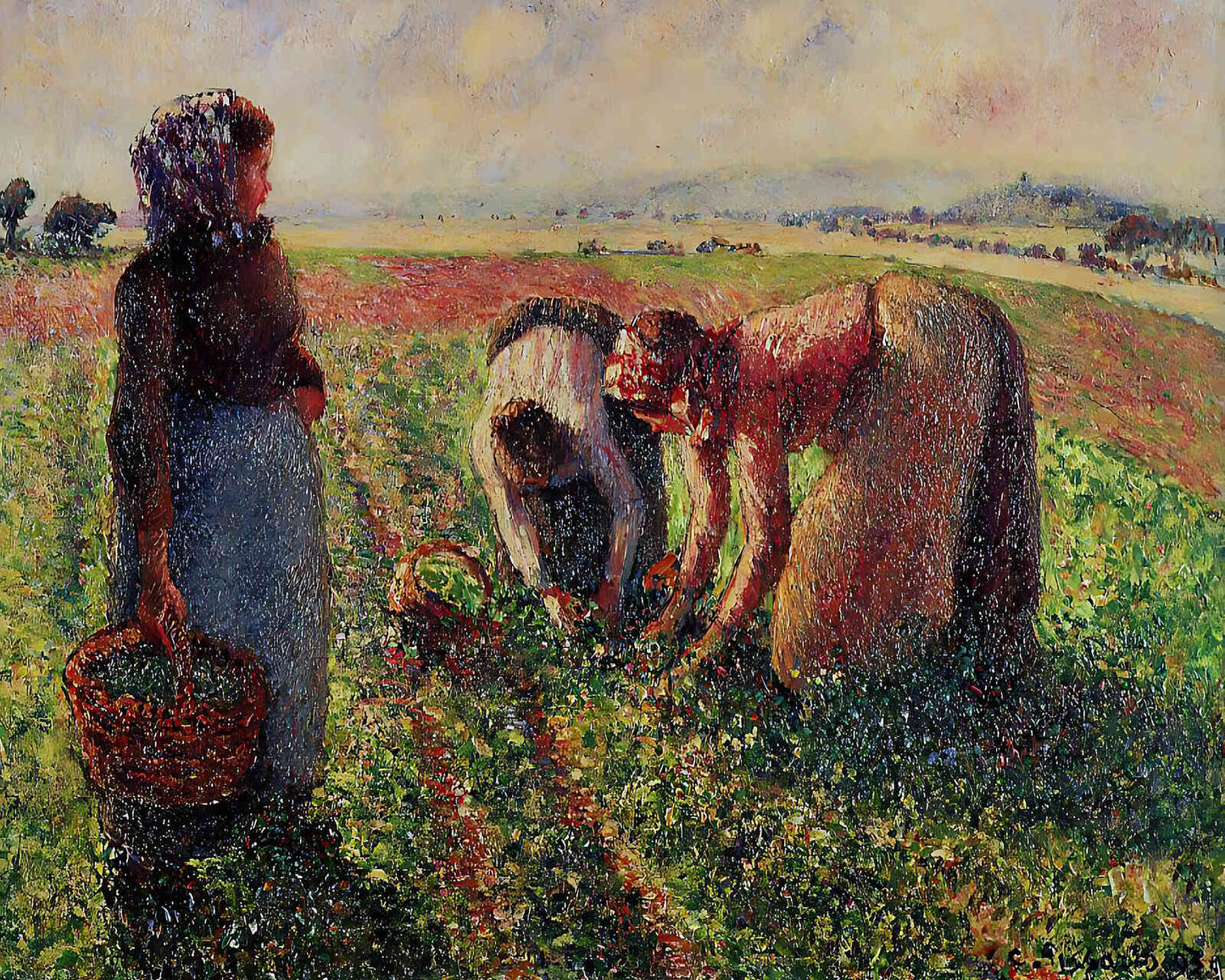 Picking Peas () Painting by Camille Pissarro 8x10" Art Print - Premium Quality
