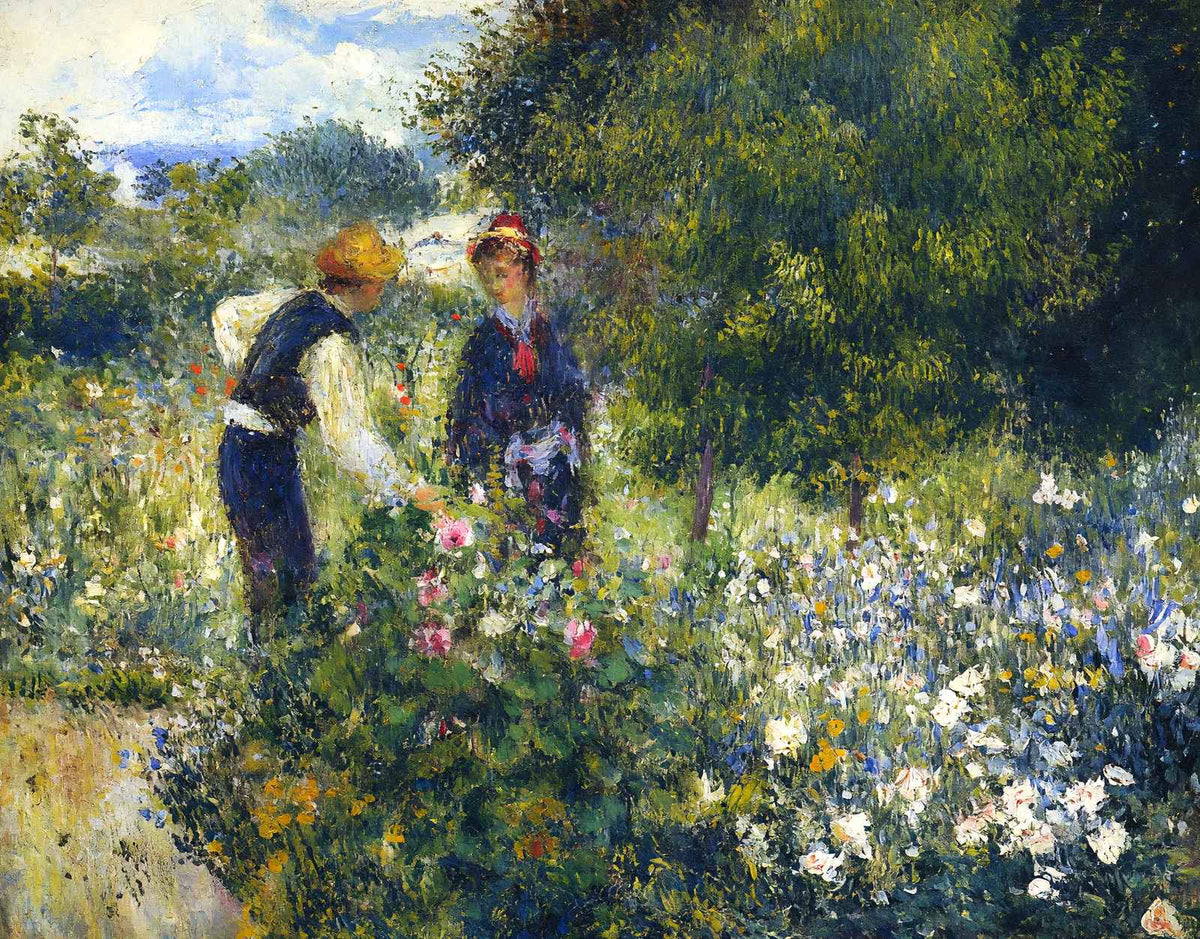 Picking Flowers 1875 Painting by Pierre-Auguste Renoir Art Print (6 Sizes)