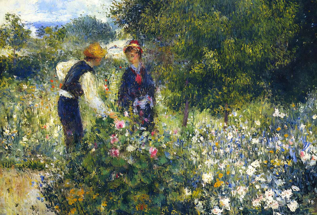 Picking Flowers 1875 Painting by Pierre-Auguste Renoir Art Print (6 Sizes)