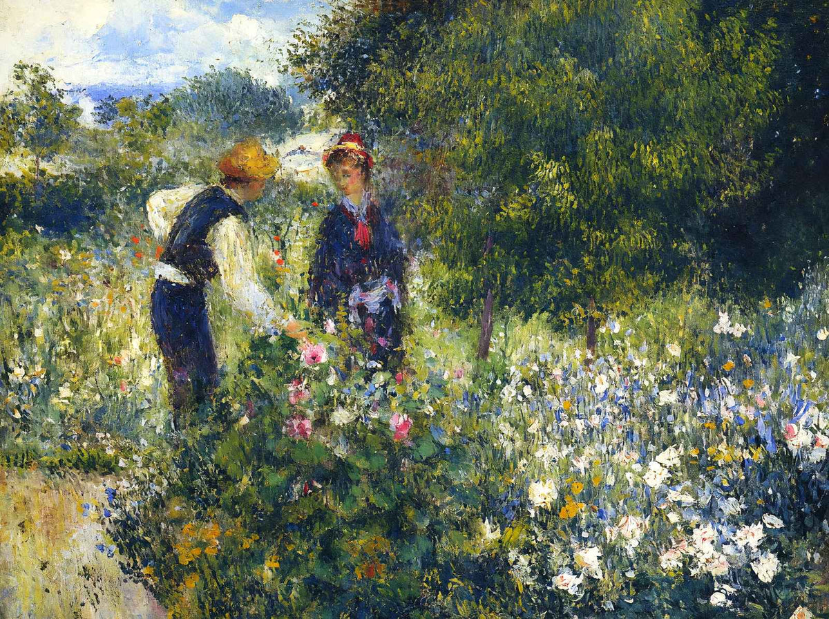 Picking Flowers 1875 Painting by Pierre-Auguste Renoir Art Print (6 Sizes)
