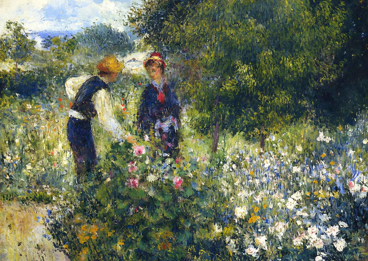 Picking Flowers 1875 Painting by Pierre-Auguste Renoir Art Print (6 Sizes)