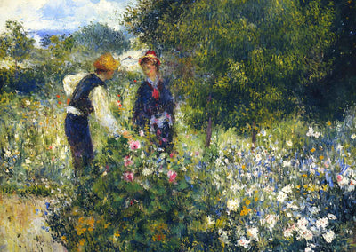Picking Flowers 1875 Painting by Pierre-Auguste Renoir Art Print (6 Sizes)