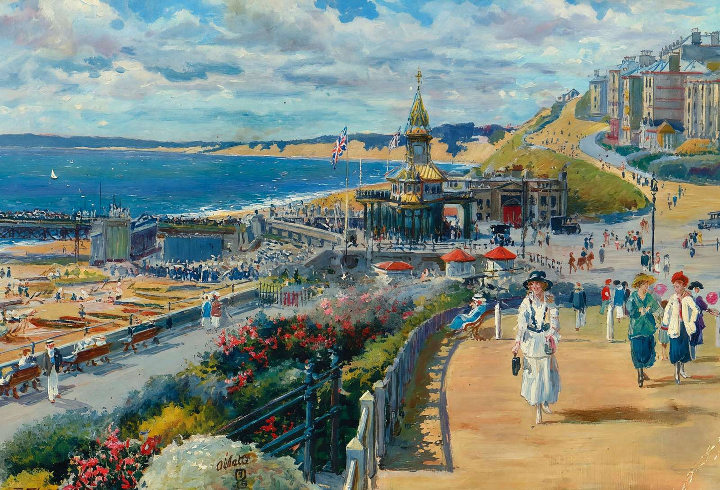 The Pier Approach Looking West Bournemouth in 1924 Art Print (7 Sizes)