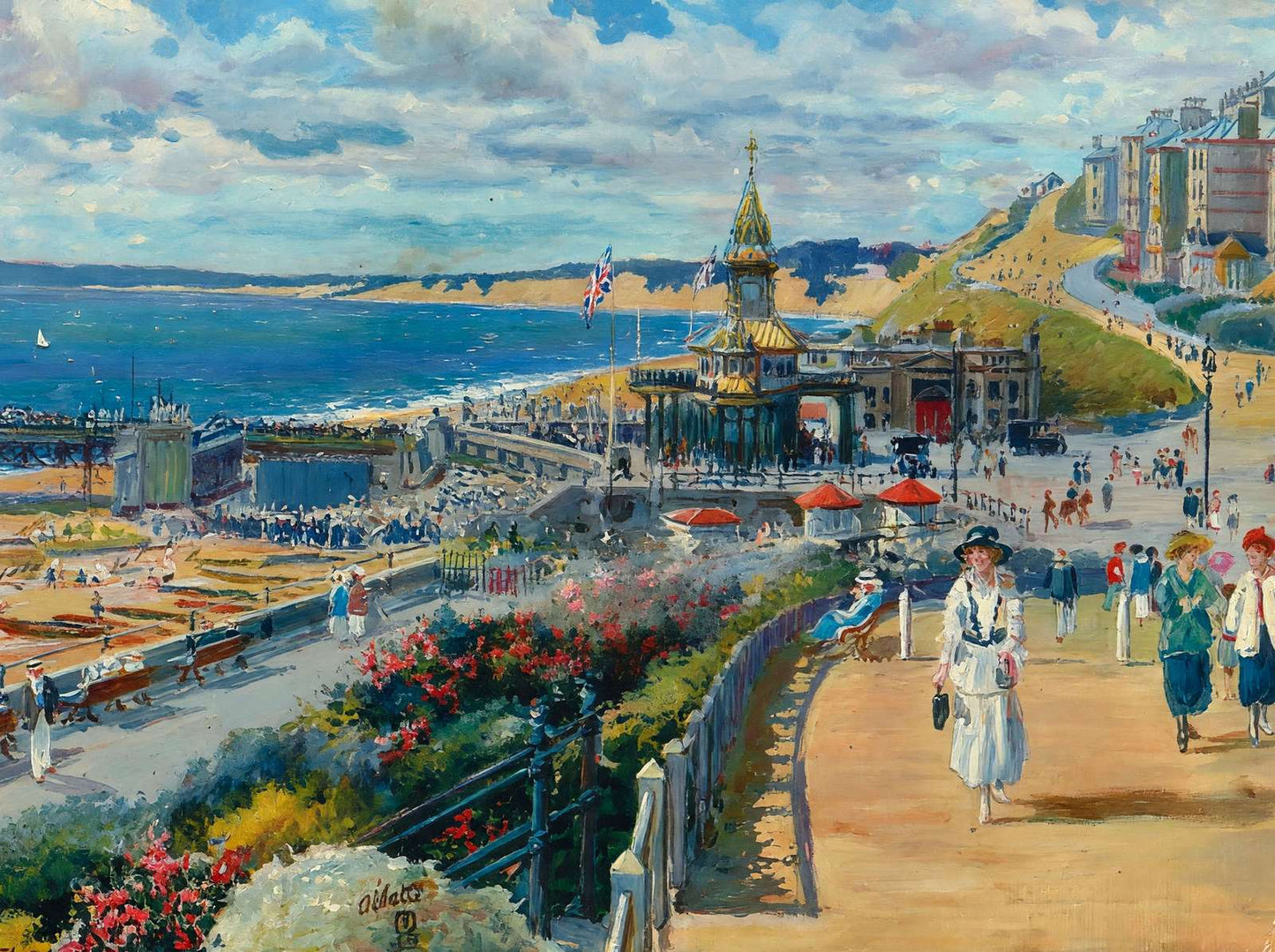 The Pier Approach Looking West Bournemouth in 1924 Art Print (7 Sizes)