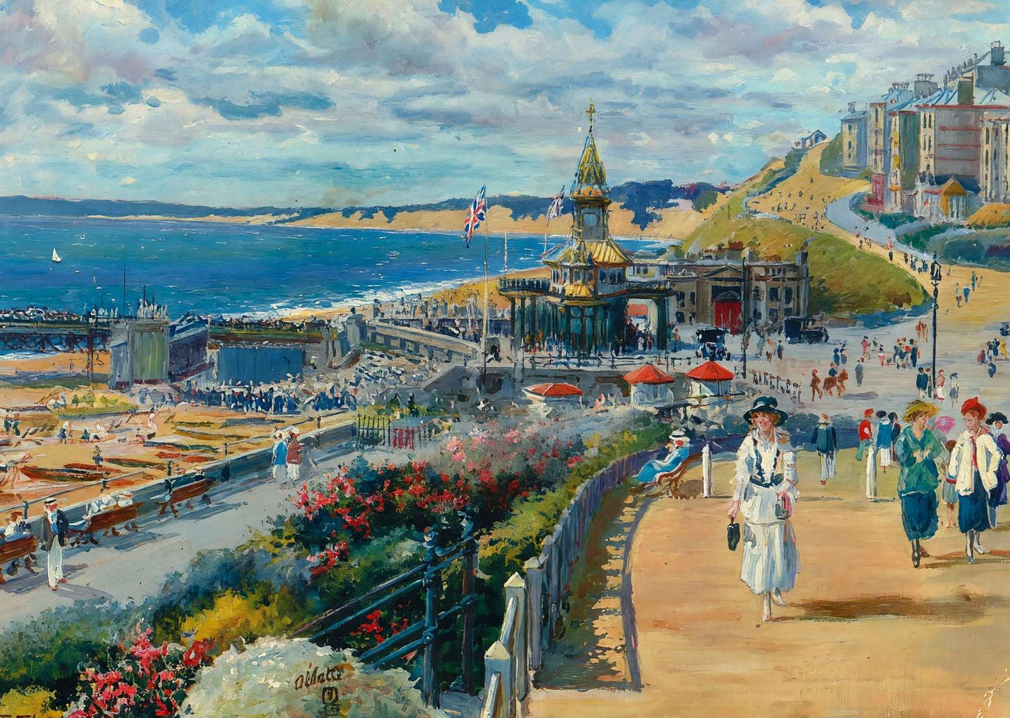 The Pier Approach Looking West Bournemouth in 1924 Art Print (7 Sizes)