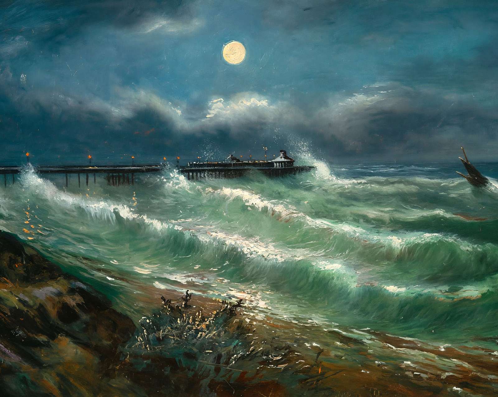 Pier and Rough Sea