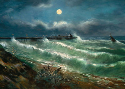 Pier and Rough Sea Bournemouth in 1903 Art Print (7 Sizes) - Archival Paper