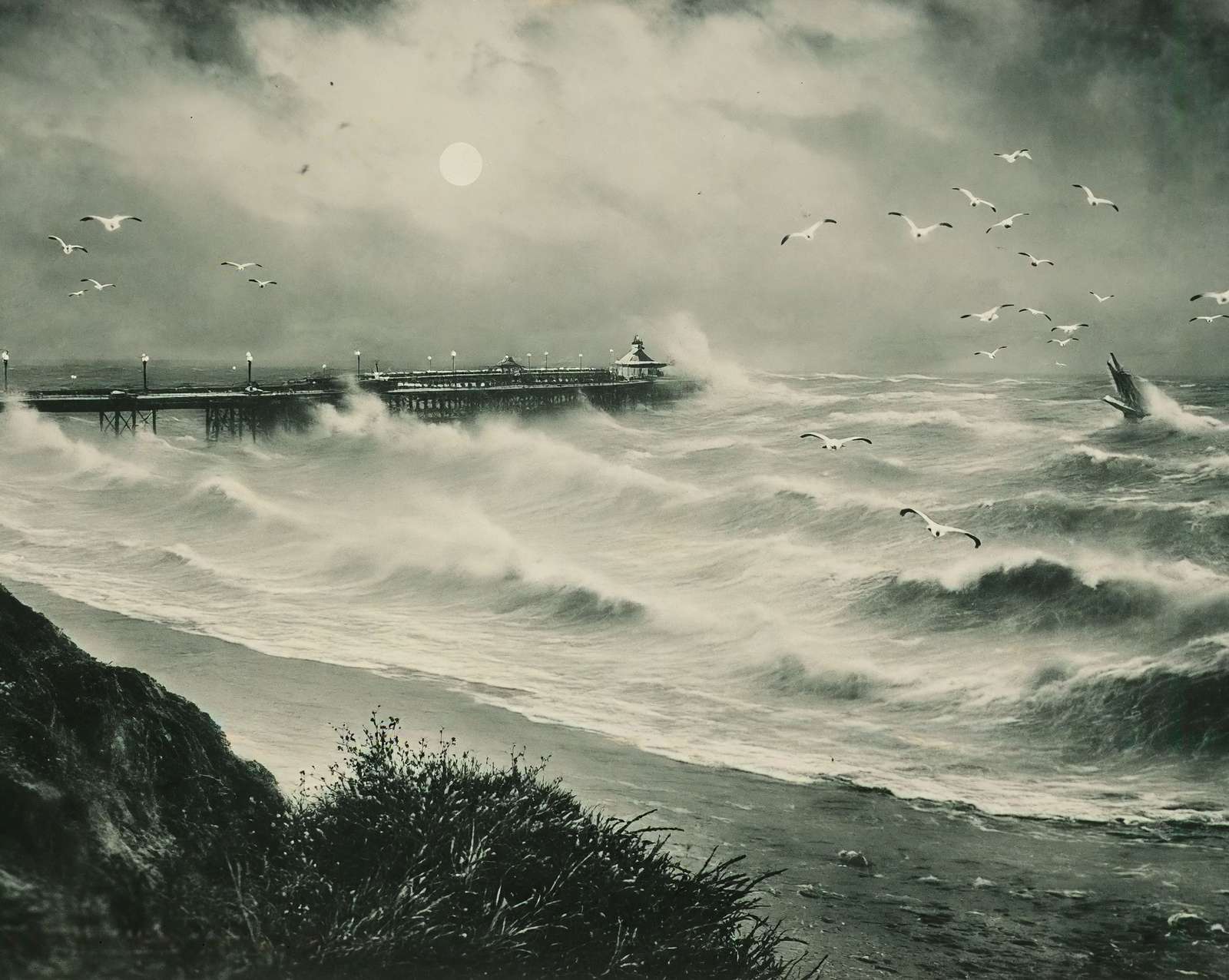 Pier and Rough Sea