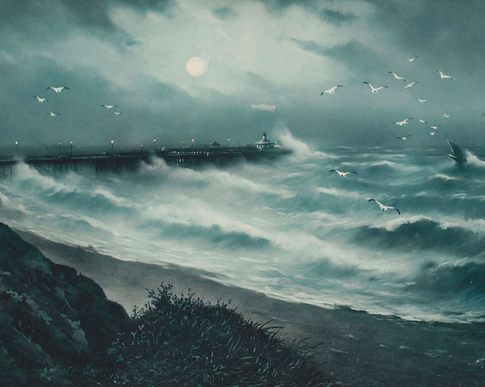 Pier and Rough Sea