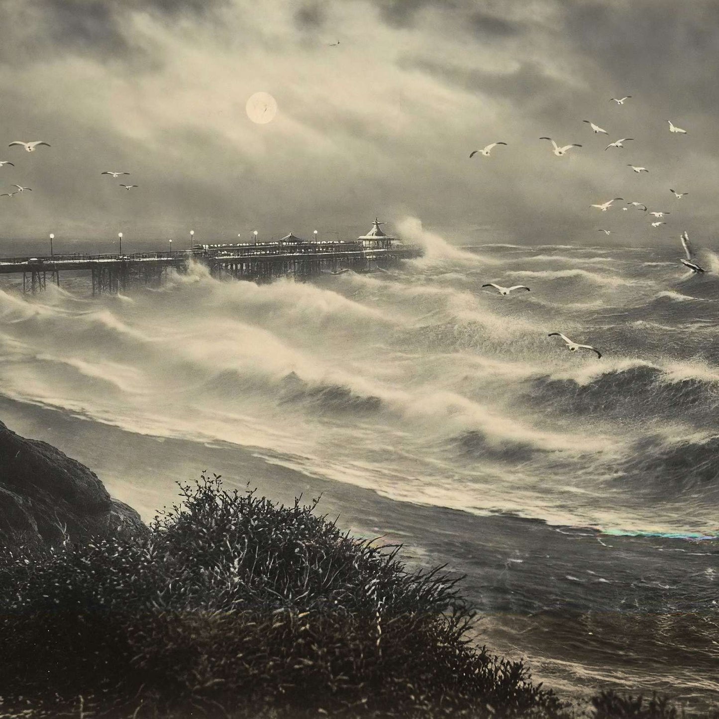 Pier and Rough Sea Bournemouth in 1903 Vintage Print (7 Sizes) - Archival Paper