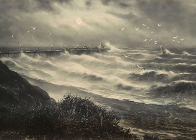 Pier and Rough Sea Bournemouth in 1903 Vintage Print (7 Sizes) - Archival Paper