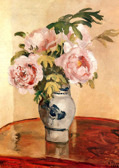 Pink Peonies Fine Art Print 1873 Painting by Camille Pissarro (6 Sizes)