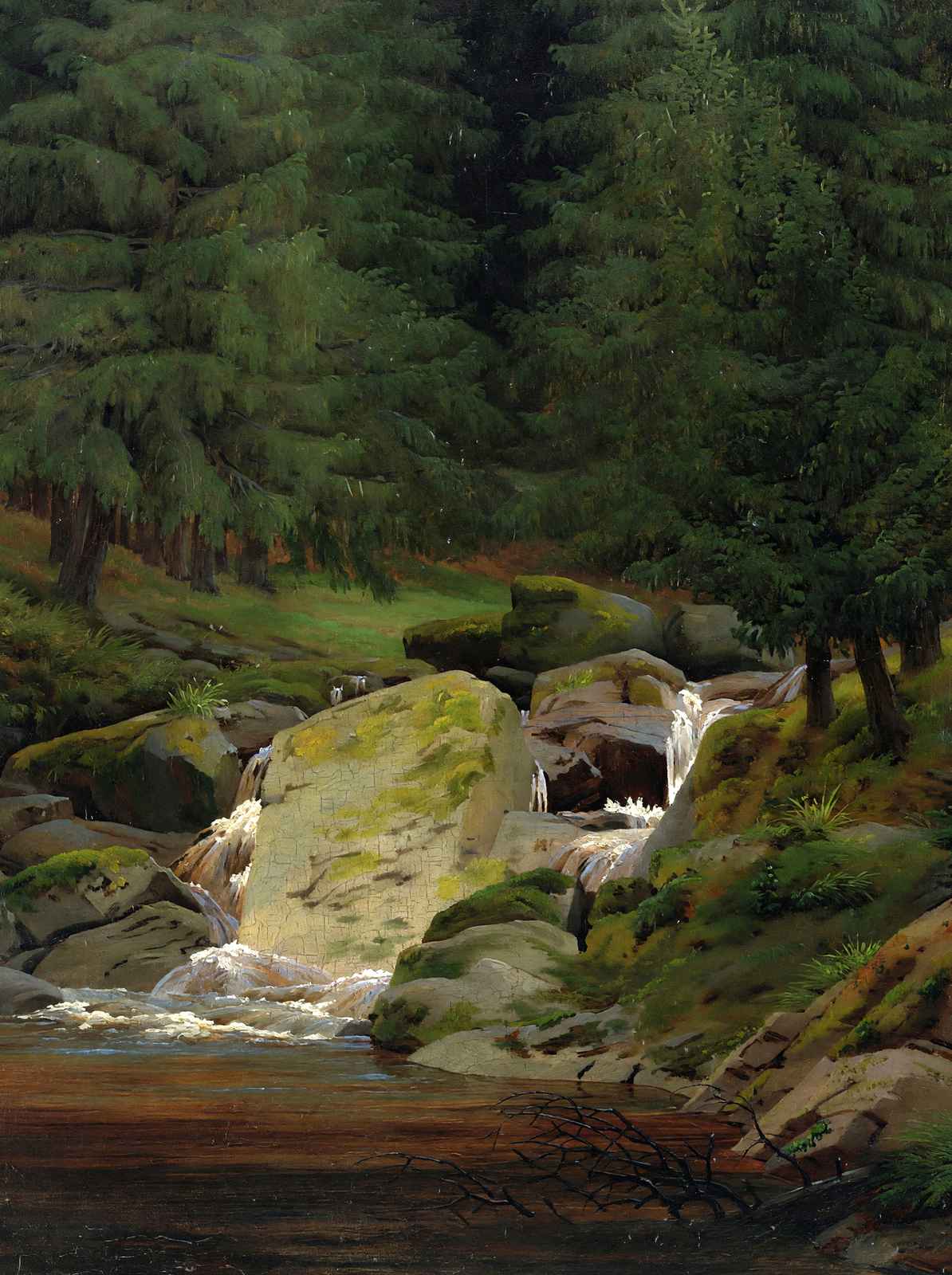 Pines at the Waterfall Art Print 1828 by Caspar David Friedrich (5 Sizes)