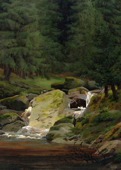 Pines at the Waterfall Art Print 1828 by Caspar David Friedrich (5 Sizes)