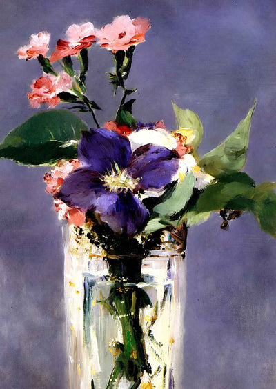 Pinks and Clematis in a Crystal Vase 1882 by Edouard Manet Art Print (6 Sizes)