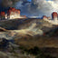 Pine Buttes, Wyoming Art Print Painting by Thomas Moran (6 Sizes) - Restored