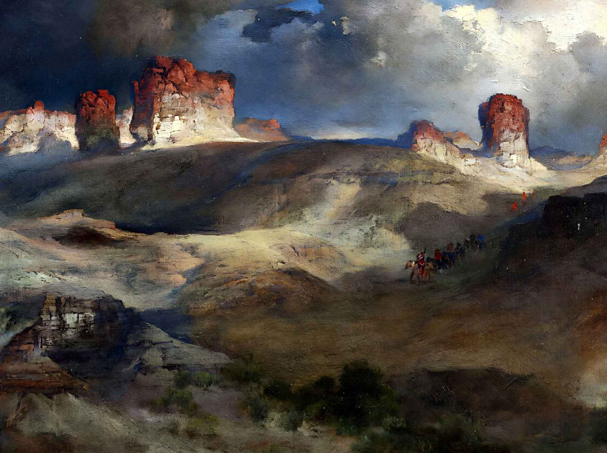 Pine Buttes, Wyoming Art Print Painting by Thomas Moran (6 Sizes) - Restored