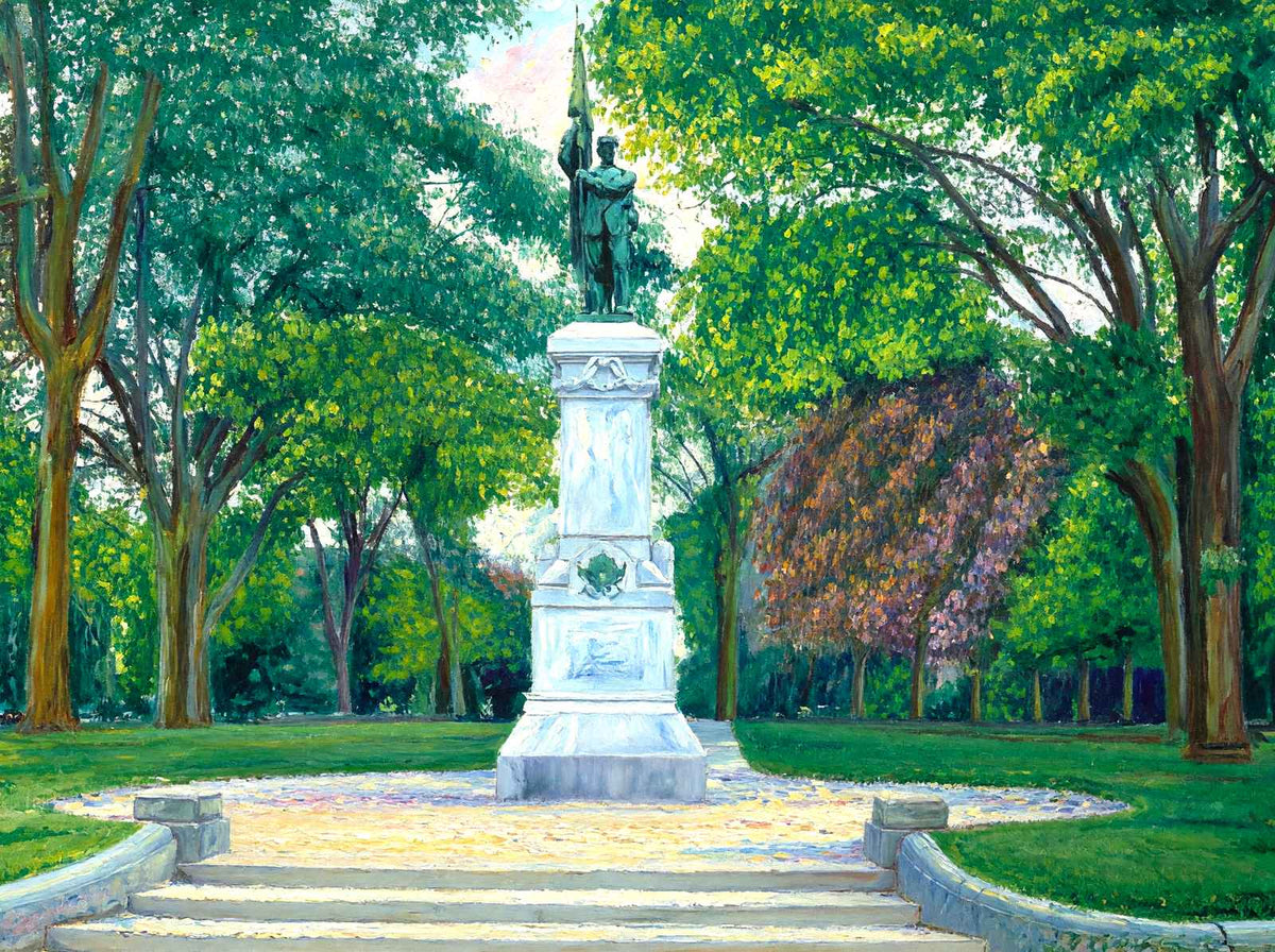 Soldier's Monument and Park, Pittsfield, MA in 1906 Painting Print (7 Sizes)