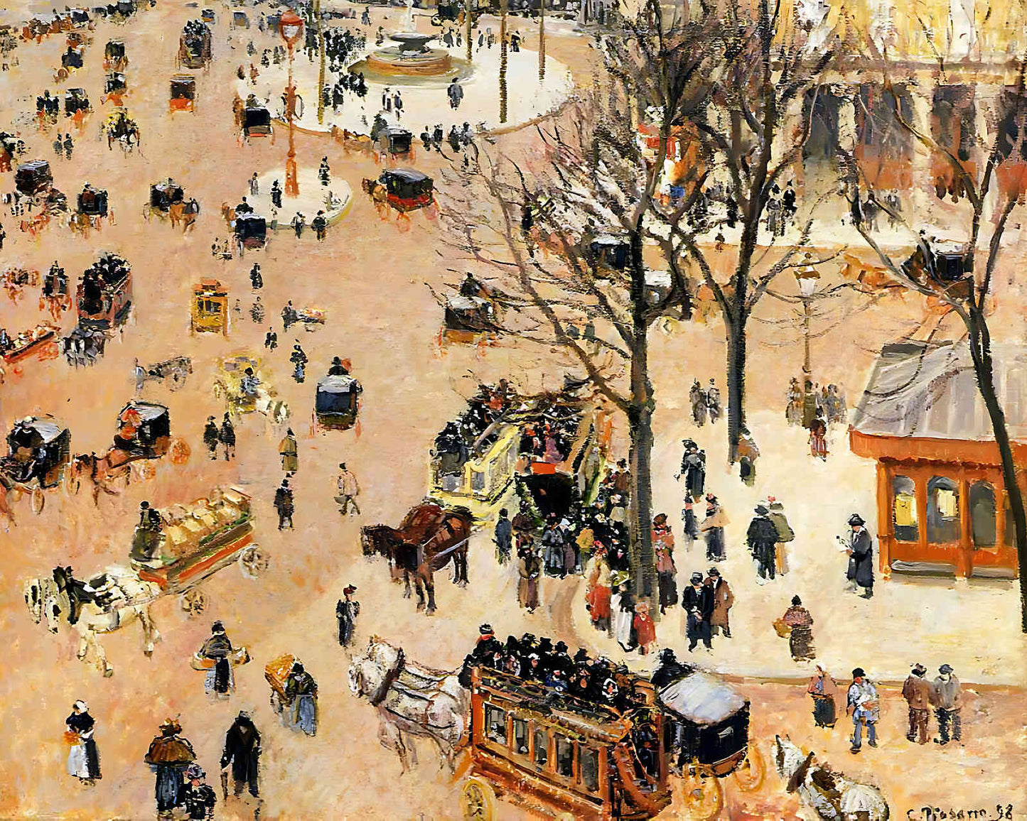 Place Du Theatre Francais Painting by Camille Pissarro 8x10" Art Print