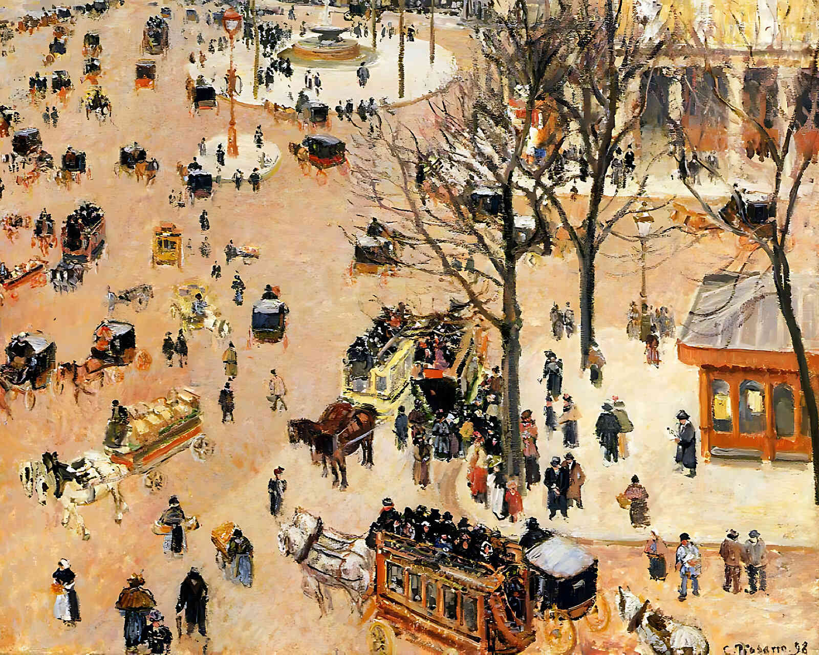 Place Du Theatre Francais Painting by Camille Pissarro 8x10" Art Print