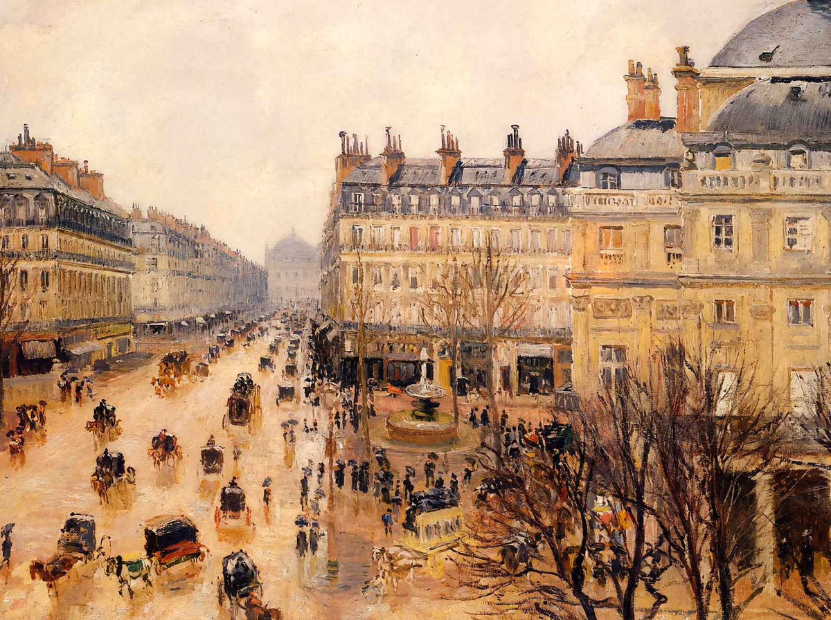 Place Du Theatre Francais Rain Effect 1898 by Pissarro Art Print (6 Sizes)