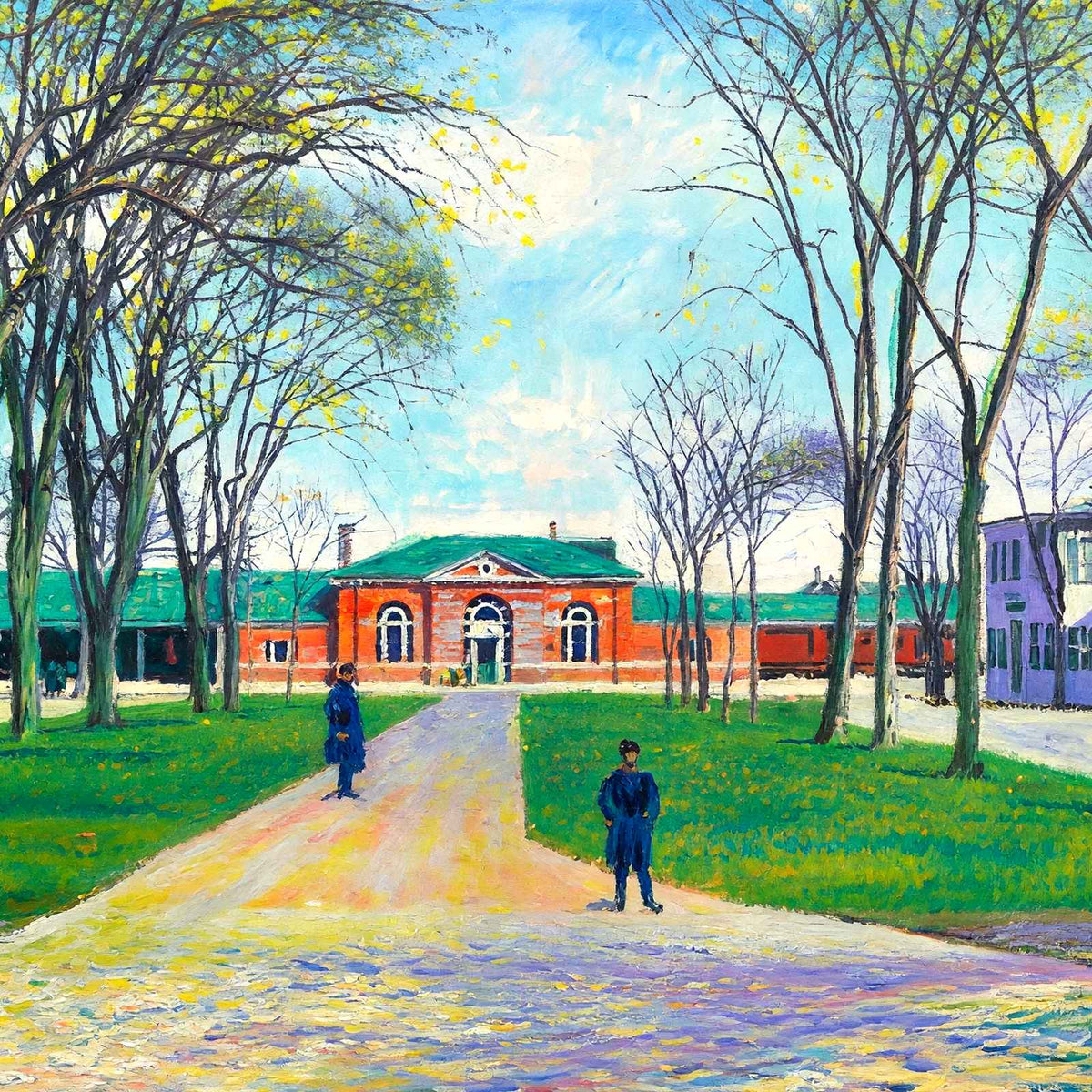 Park Avenue and Rr Station, Plymouth, Massachusetts in 1909 Art Print (7 Sizes)