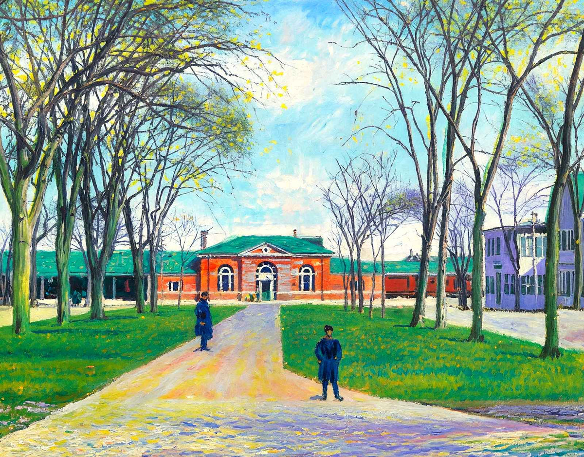 Park Avenue and Rr Station, Plymouth, Massachusetts in 1909 Art Print (7 Sizes)