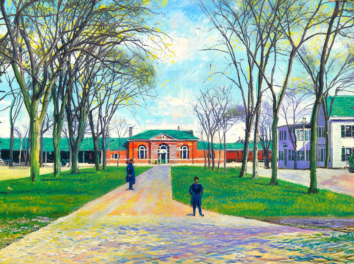 Park Avenue and Rr Station, Plymouth, Massachusetts in 1909 Art Print (7 Sizes)