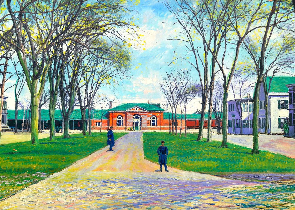 Park Avenue and Rr Station, Plymouth, Massachusetts in 1909 Art Print (7 Sizes)