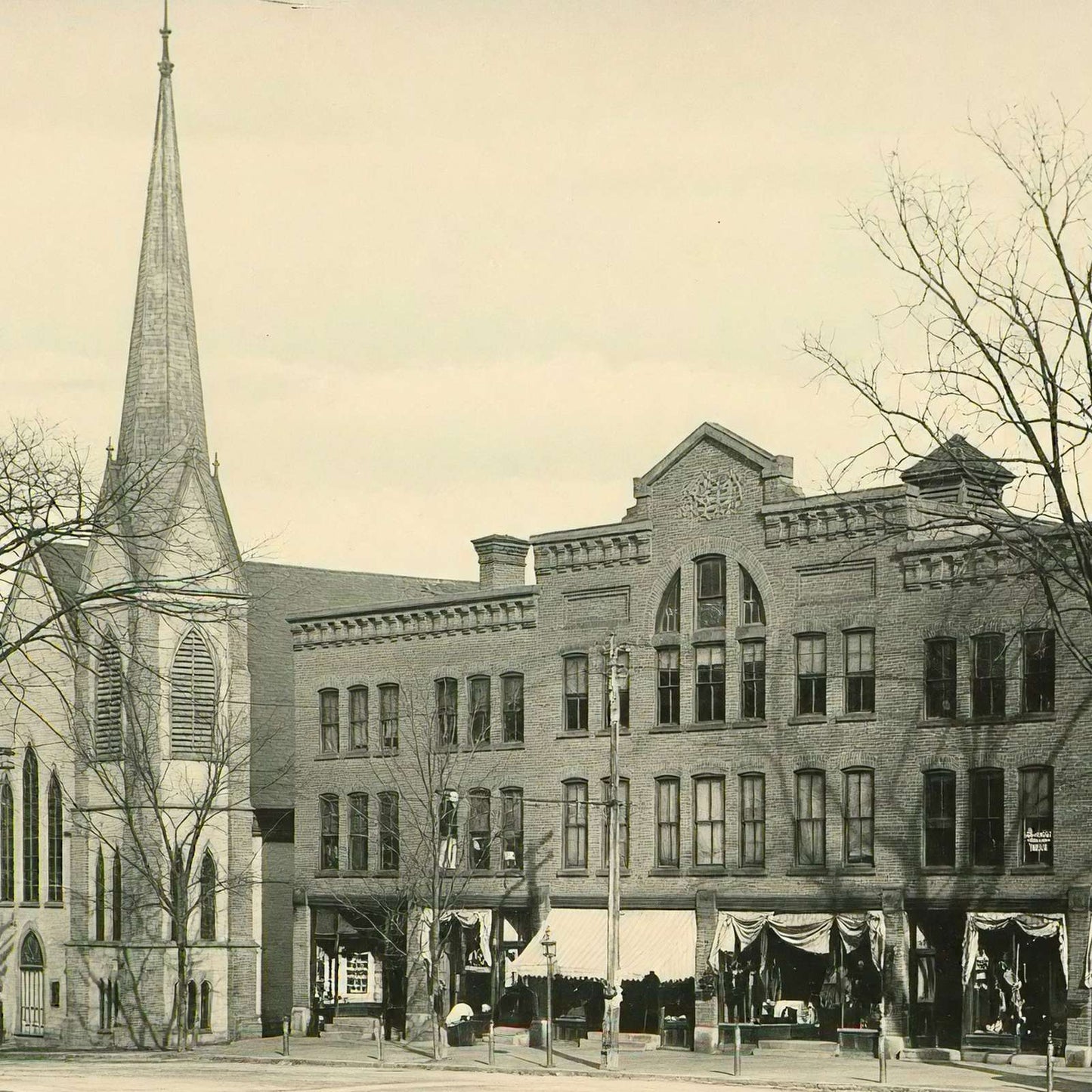 Methodist Church and Kidder Building Plymouth NH in 1905 Vintage Print
