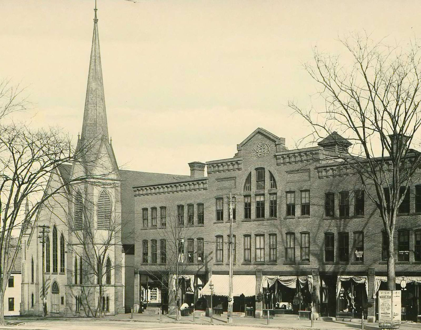 Methodist Church and Kidder Building Plymouth NH in 1905 Vintage Print