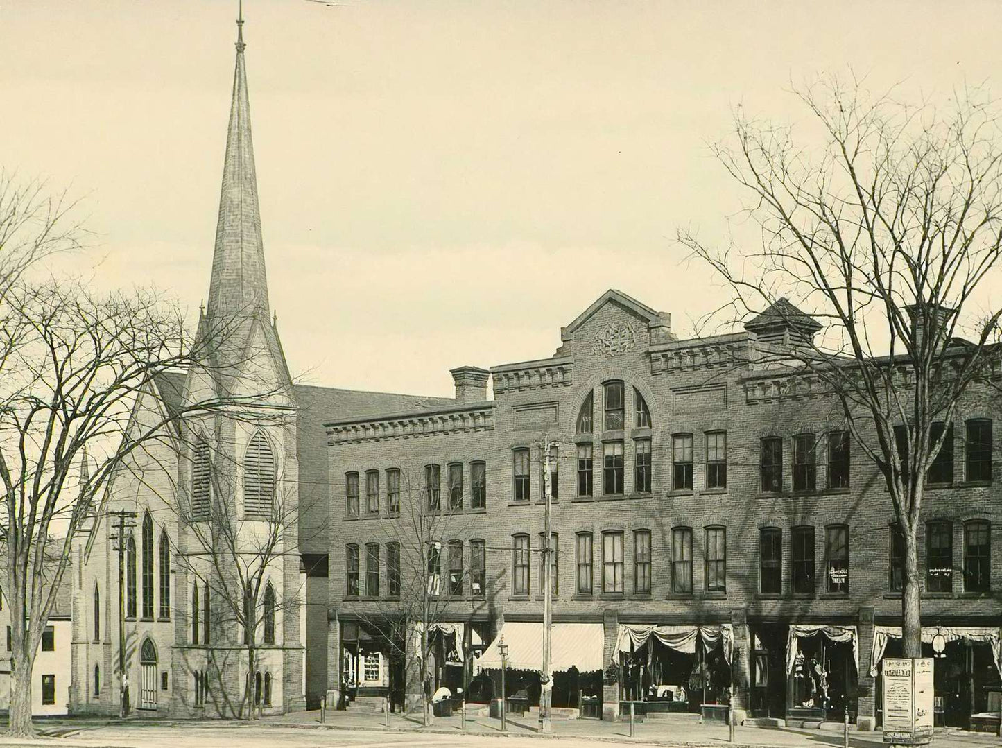 Methodist Church and Kidder Building Plymouth NH in 1905 Vintage Print