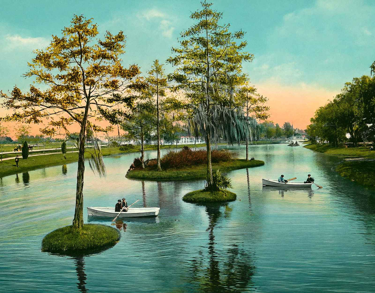 Pond in City Park New Orleans in 1908 Vintage Print (7 Sizes) - High Quality