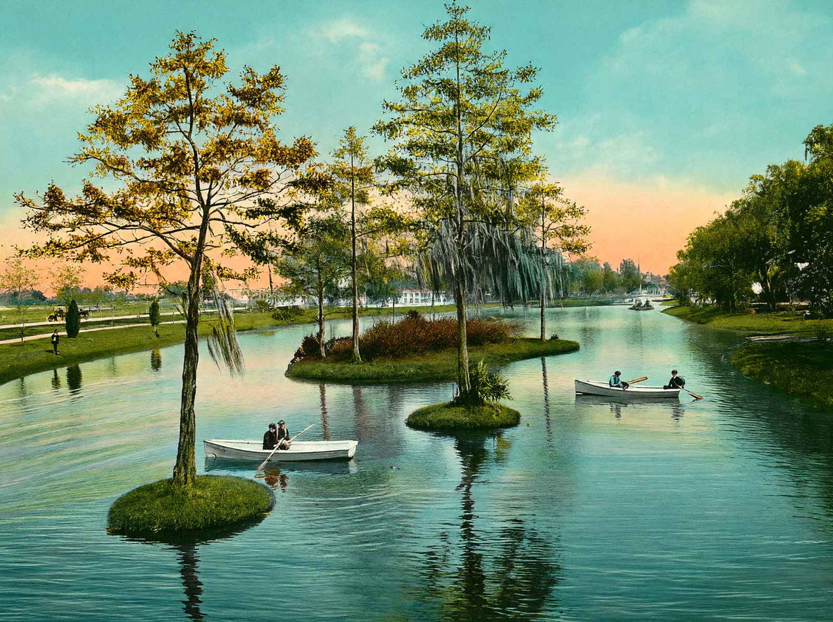 Pond in City Park New Orleans in 1908 Vintage Print (7 Sizes) - High Quality