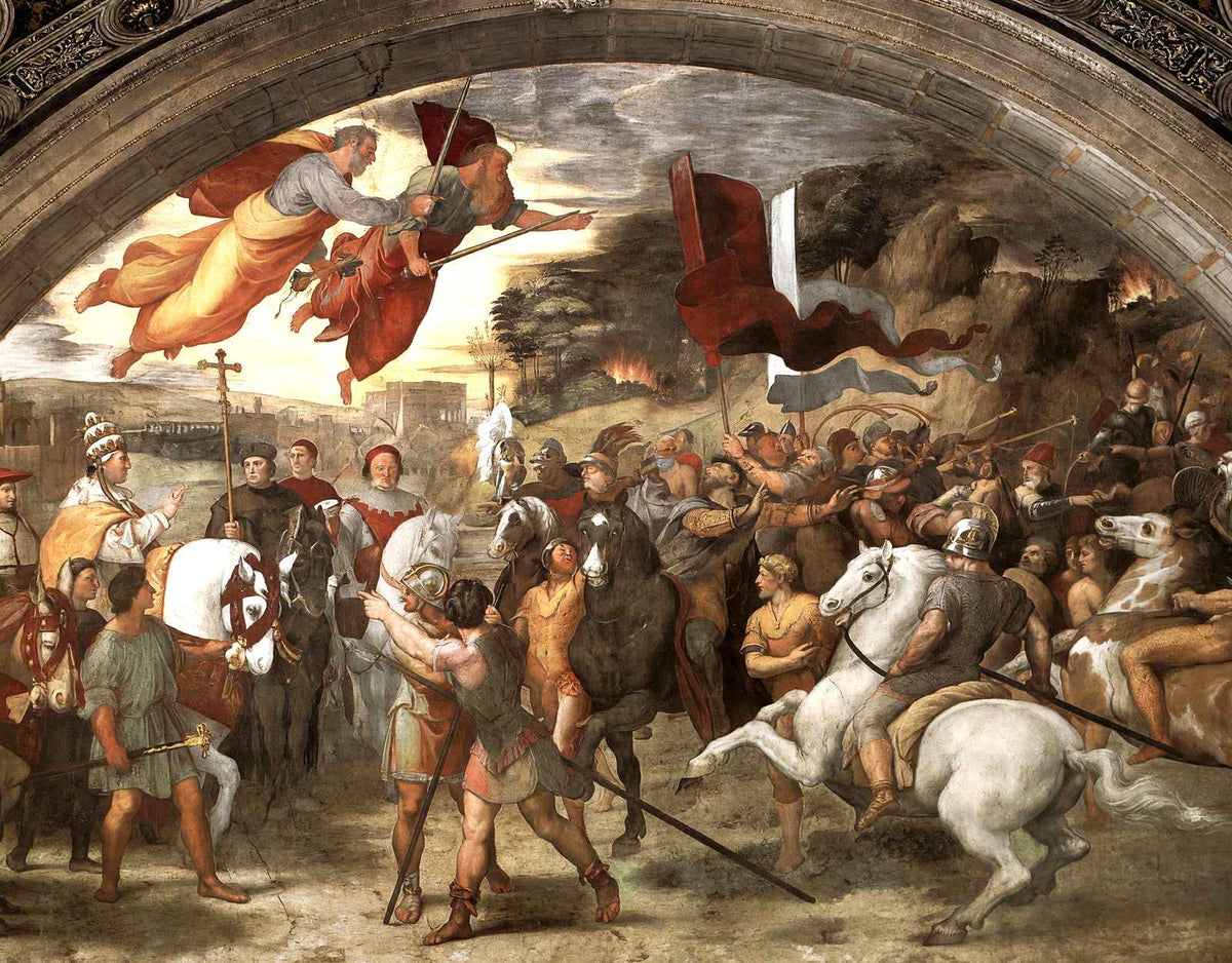 Pope Leo I Repulsing Attila Art Print 1514 Painting by Raphael (6 Sizes)