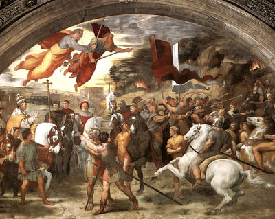 Pope Leo I Repulsing Attila painting by Raphael (1514)