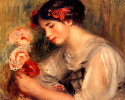 Portrait of Gabrielle (Young Girl with Flowers) art print by Pierre-Auguste Renoir (1900)