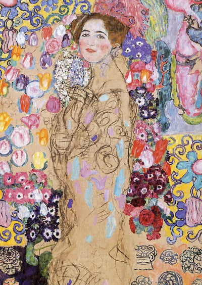Portrait of Maria Munk (Unfinished) Art Print 1918 by Gustav Klimt (6 Sizes)