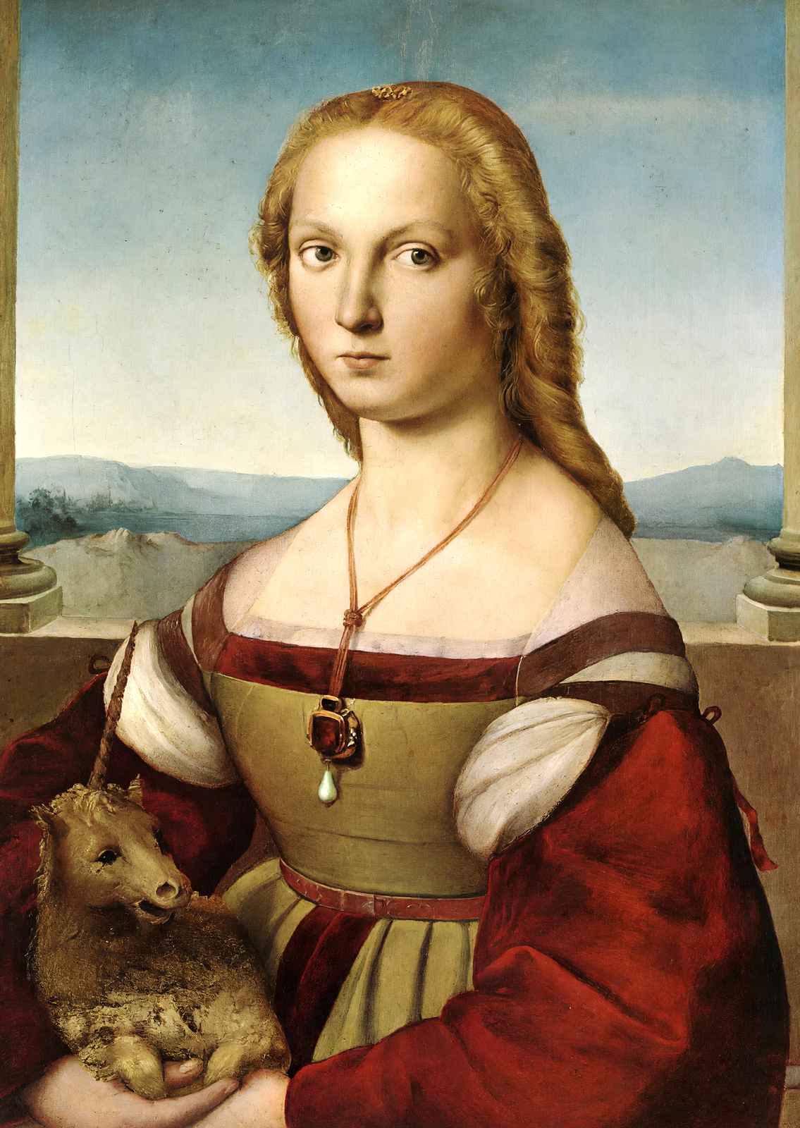 Portrait of a Lady with a Unicorn Fine Art Print 1506 by Raphael (6 Sizes)